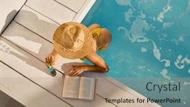  Presentation with swimming pool - PPT theme having view-from-above-on-woman background and a  colored foreground