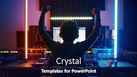  Presentation with music studio - Theme consisting of view-from-back-on-male background and a navy blue colored foreground