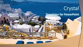  Presentation with santorini - Colorful slides enhanced with view-from-balcony-in-thira backdrop and a ocean colored foreground