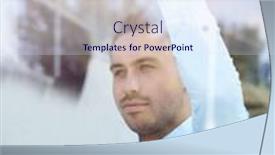  Presentation with win win - Colorful PPT theme enhanced with view from behind glass confident businessman looking out the win backdrop and a sky blue colored foreground