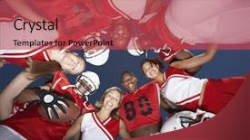  Presentation with huddle - Slide deck featuring view from below of football background and a red colored foreground