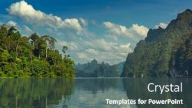  Presentation with draagon boat racing - Amazing PPT theme having view-from-boat-on-cheow backdrop and a ocean colored foreground