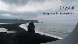  Presentation with south beach - Cool new presentation with view from cape dyrholaey on stack arnardrangur and reynisdrangar basalt sea stacks reynisfjara beach with black volcanic sand tourist attraction in the south of iceland backdrop and a light gray colored foreground