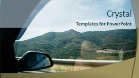  Presentation with green hills - Colorful PPT theme enhanced with car window on green backdrop and a sky blue colored foreground