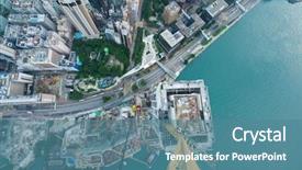  Presentation with hong kong china - Cool new presentation with view from crane on construction backdrop and a teal colored foreground