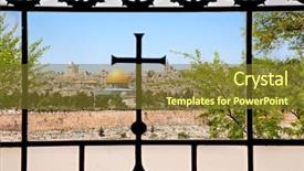  Presentation with city church - Slide deck enhanced with view from dominus flevit church background and a tawny brown colored foreground