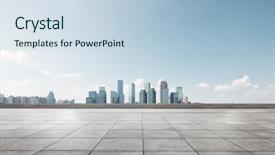  Presentation with cityscape - Colorful slide deck enhanced with view from empty floor backdrop and a sky blue colored foreground