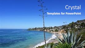  Presentation with fishermans cove - PPT theme consisting of view-from-heisler-park-over background and a cobalt blue colored foreground