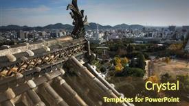  Presentation with castle wall - Slides with view from himeji castle japan background and a tawny brown colored foreground