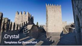  Presentation with view of kerak castle crusader - PPT theme featuring view from inside the guimaraes background and a  colored foreground
