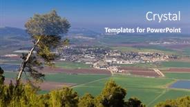  Presentation with holy land - Presentation design enhanced with view-from-mount-gilboa background and a teal colored foreground