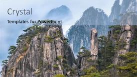  Presentation with mountain view - PPT theme with view-from-refreshing-terrace background and a light blue colored foreground