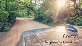  Presentation with driving road - Beautiful slides featuring view from suv sunroof top backdrop and a soft green colored foreground