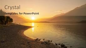  Presentation with lake - PPT theme enhanced with view-from-the-beach background and a coral colored foreground