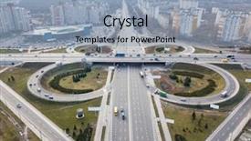  Presentation with aerial - Slide set consisting of modern city with the road background and a light blue colored foreground