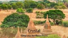  Presentation with myanmar bagan - PPT theme featuring view from the shwesandaw in bagan myanmar background and a yellow colored foreground