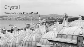  Presentation with complex - Theme having view from the suleymaniye mosque complex to the golden horn istanbul turkey background and a light gray colored foreground