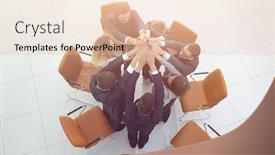  Presentation with team business top view - Beautiful slides featuring view from the top business team joining their palms backdrop and a lemonade colored foreground