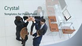  Presentation with team business top view - Beautiful PPT layouts featuring view from the top business backdrop and a sky blue colored foreground