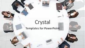  Presentation with round table - Slide set featuring view from the top meeting background and a white colored foreground