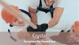  Presentation with group - Audience pleasing PPT theme consisting of view from the top a group of workers pulling a rope backdrop and a coral colored foreground