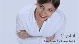  Presentation with business growth - Cool new slides with view from the top in full growth confident young business lady backdrop and a light blue colored foreground