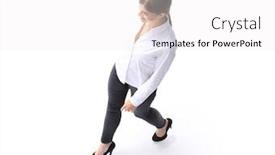  Presentation with business growth - Colorful slides enhanced with view from the top in full growth confident young business lady backdrop and a white colored foreground