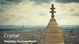  Presentation with eiffel tower paris france - Colorful PPT theme enhanced with view from top of sacre coeur cathedral with eiffel tower in paris france backdrop and a gray colored foreground