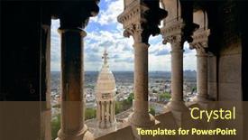  Presentation with eiffel tower paris france - Presentation consisting of view from top of sacre coeur cathedral and eiffel tower in paris france background and a tawny brown colored foreground