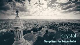  Presentation with eiffel tower paris france - PPT layouts with view from top of sacre coeur cathedral and eiffel tower in paris france background and a tawny brown colored foreground