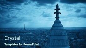  Presentation with eiffel tower paris france - PPT theme featuring view from top of sacre coeur cathedral with eiffel tower in paris france background and a ocean colored foreground