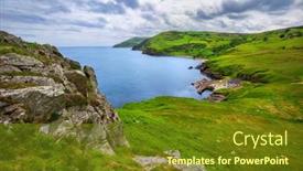  Presentation with united kingdom - Beautiful presentation theme featuring view-from-torr-head backdrop and a tawny brown colored foreground