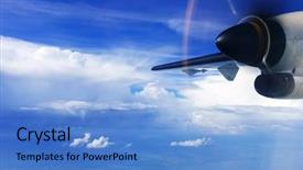  Presentation with city of chicago aerial view - PPT layouts enhanced with view from turbo-prop aircraft background and a teal colored foreground