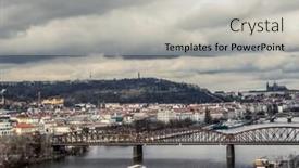  Presentation with prague - Slide set with view-from-vysehrad-cliff-over background and a light gray colored foreground