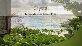  Presentation with jamaica - Colorful slide set enhanced with view-from-window-of-wooden backdrop and a soft green colored foreground