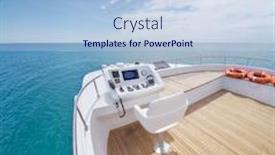  Presentation with calm sea - PPT theme consisting of view-from-yacht-flybridge-open background and a sky blue colored foreground