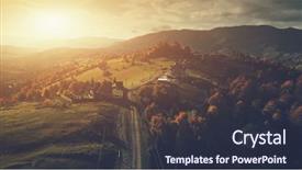  Presentation with rural tourism concept - Presentation theme with view high mountain range highland background and a tawny brown colored foreground