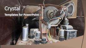  Presentation with 1950s - Beautiful presentation design featuring view inside dusty vintage 1950s backdrop and a tawny brown colored foreground