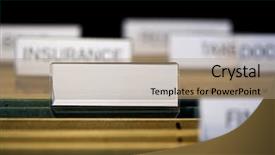  Presentation with cabinet - PPT theme featuring view inside filing cabinet background and a coral colored foreground