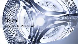  Presentation with drum - Slide deck with view into blue washing machine background and a light blue colored foreground