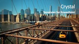  Presentation with brooklyn bridge - Beautiful PPT layouts featuring view manhattan with yellow cab backdrop and a  colored foreground