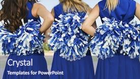  Presentation with rear view of bodyguard - Slides with view midsection of three cheerleader background and a ocean colored foreground