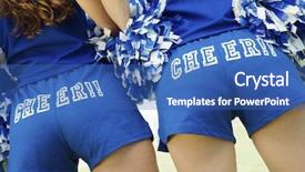  Presentation with honey bee closeup view - Theme consisting of view midsection of two cheerleader background and a teal colored foreground