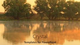  Presentation with morning sunrise - PPT theme with view-morning-sunrise-and-fog background and a gold colored foreground