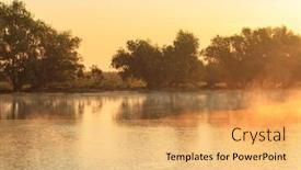  Presentation with morning sunrise - Slide set featuring view-morning-sunrise-and-fog background and a yellow colored foreground