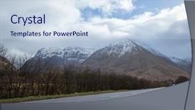 Presentation with scottish highlands - PPT theme having view mountains at scottish highland background and a sky blue colored foreground
