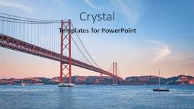  Presentation with boat river - Slides consisting of view-of-25-de-abril background and a light blue colored foreground