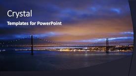  Presentation with connecting - Presentation theme enhanced with view-of-25-de-abril background and a ocean colored foreground