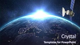  Presentation with solar satellite - PPT layouts enhanced with view of 3d solar power background and a navy blue colored foreground