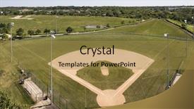  Presentation with baseball diamond - Colorful PPT theme enhanced with view of a baseball diamond backdrop and a gold colored foreground